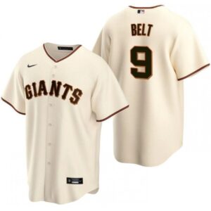 6863d38ba3a1d_1 Men's San Francisco Giants #9 Brandon Belt Cream Cool Base Stitched Jersey