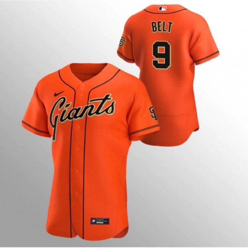 6863d3971c14e_1 Men's San Francisco Giants #9 Brandon Belt Orange Flex Base Stitched Jersey