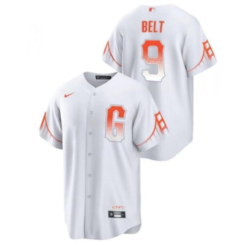 6863d39e974df_1 Men's San Francisco Giants #9 Brandon Belt White City Connect Cool Base Stitched Jersey