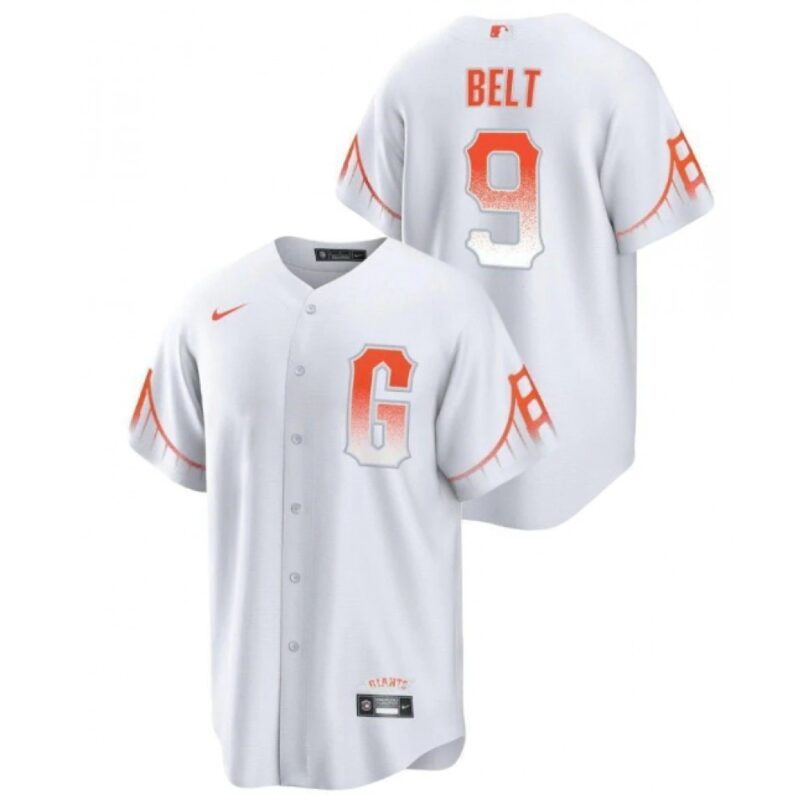6863d39e974df_1 Men's San Francisco Giants #9 Brandon Belt White City Connect Cool Base Stitched Jersey