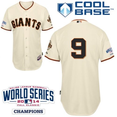 6863d3b4b3252_1 Giants #9 Brandon Belt Cream Cool Base W/2014 World Series Patch Stitched MLB Jersey