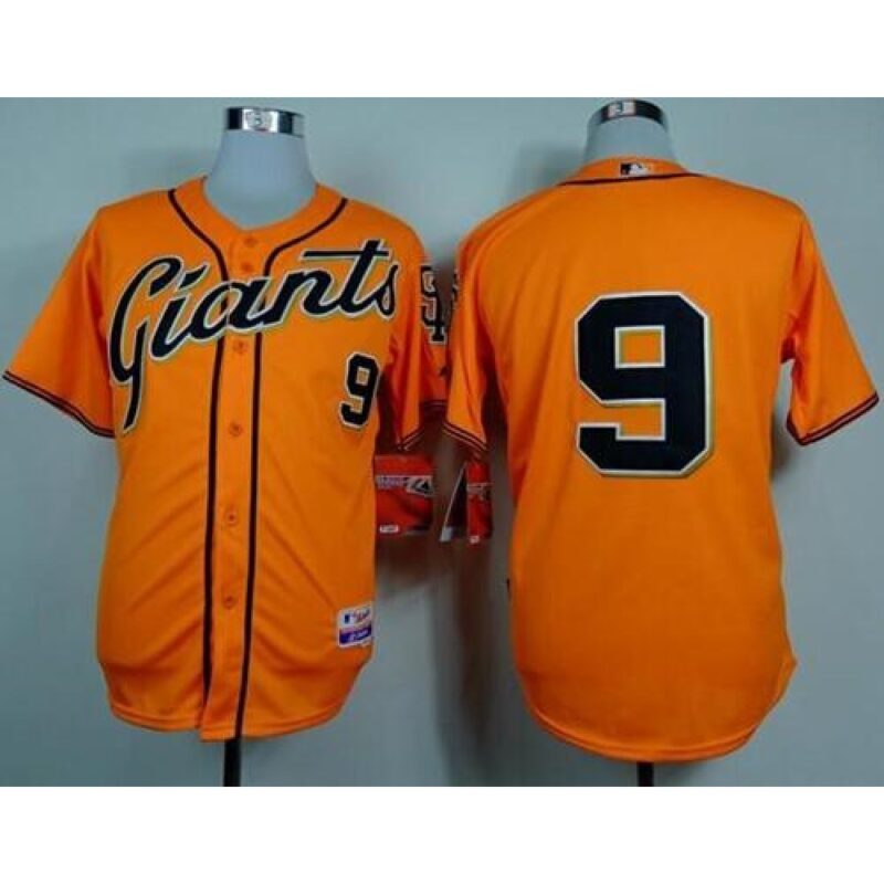 6863d3d6381f0_1 Giants #9 Brandon Belt Orange Cool Base Stitched MLB Jersey