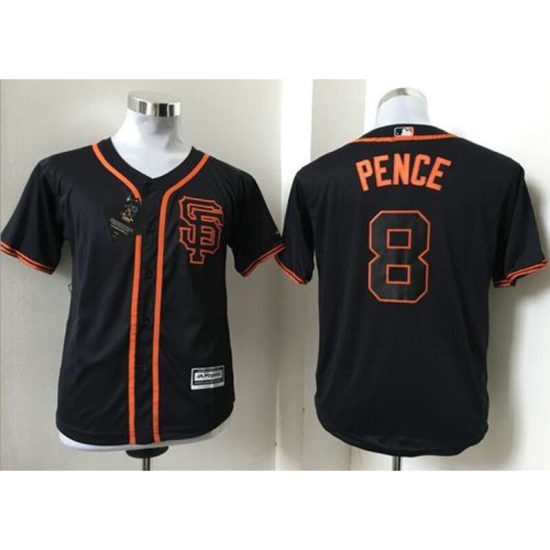 6863d3efc658a_1 Giants #8 Hunter Pence Black Alternate Stitched Youth MLB Jersey