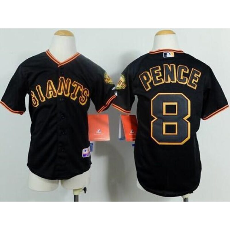 6863d3f5d742b_1 Giants #8 Hunter Pence Black Cool Base Stitched Youth MLB Jersey