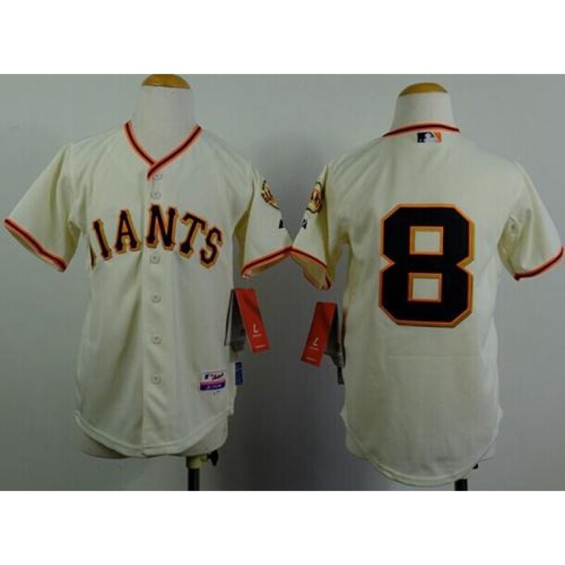 6863d3ff94f2c_1 Giants #8 Hunter Pence Cream Stitched Youth MLB Jersey
