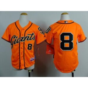 6863d40bc1197_1 Giants #8 Hunter Pence Orange Alternate Stitched Youth MLB Jersey