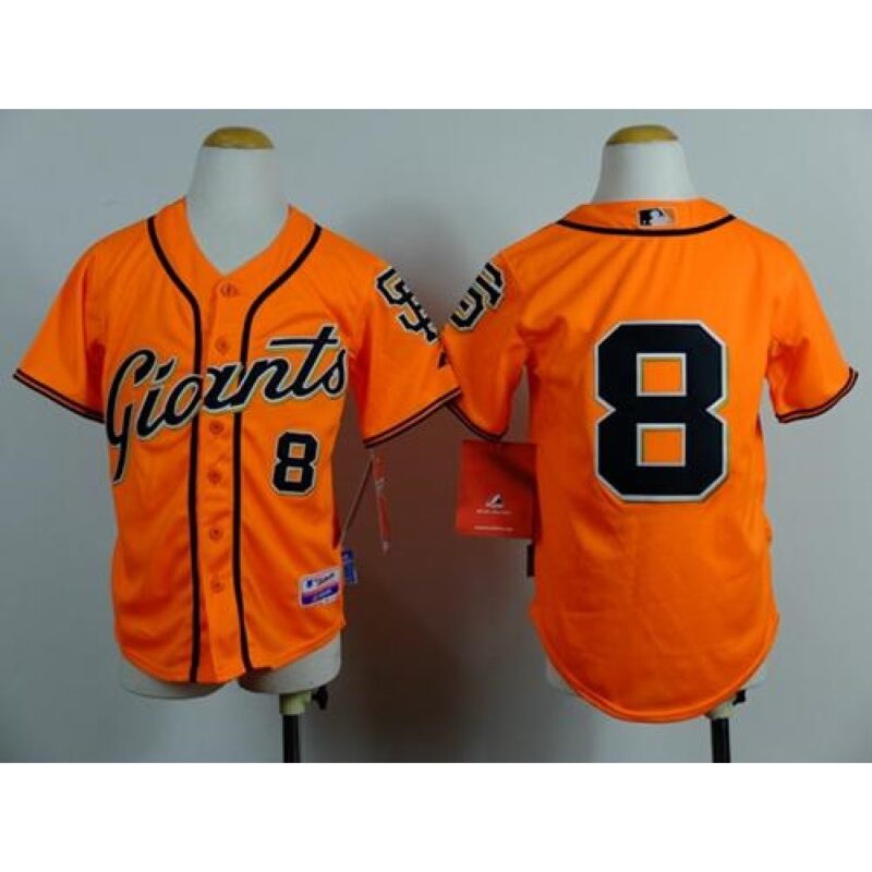6863d40bc1197_1 Giants #8 Hunter Pence Orange Alternate Stitched Youth MLB Jersey