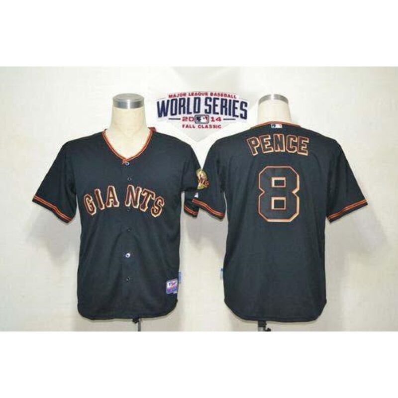 6863d42a0b674_1 Giants #8 Hunter Pence Black W/2014 World Series Patch Stitched MLB Jersey