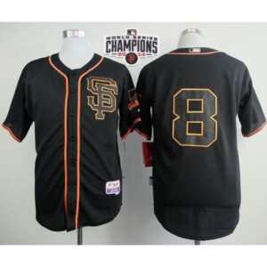 6863d4392bfdf_1 Giants #8 Hunter Pence Black W/2014 World Series Champions Patch Stitched MLB Jersey
