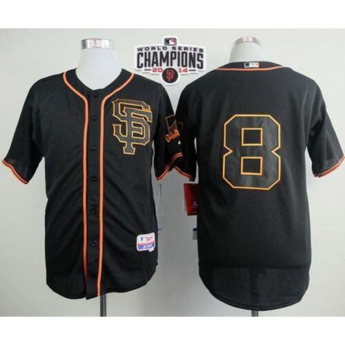 6863d4392bfdf_1 Giants #8 Hunter Pence Black W/2014 World Series Champions Patch Stitched MLB Jersey