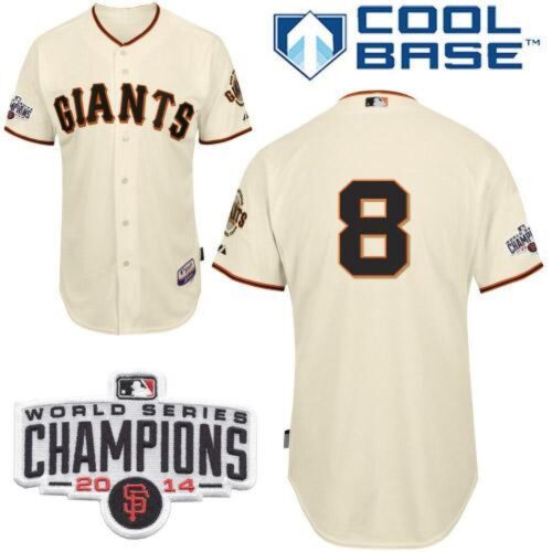 6863d44fd5d6a_1 Giants #8 Hunter Pence Cream Cool Base W/2014 World Series Champions Patch Stitched MLB Jersey
