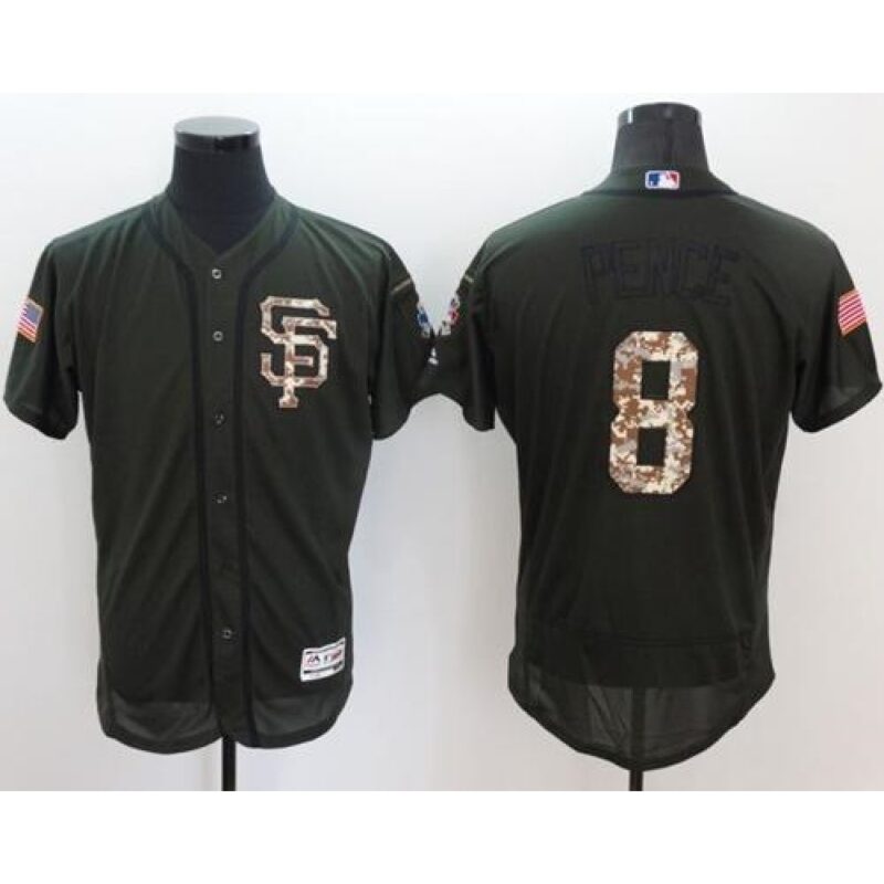6863d458004d7_1 Giants #8 Hunter Pence Green Flexbase Authentic Collection Salute to Service Stitched MLB jerseys