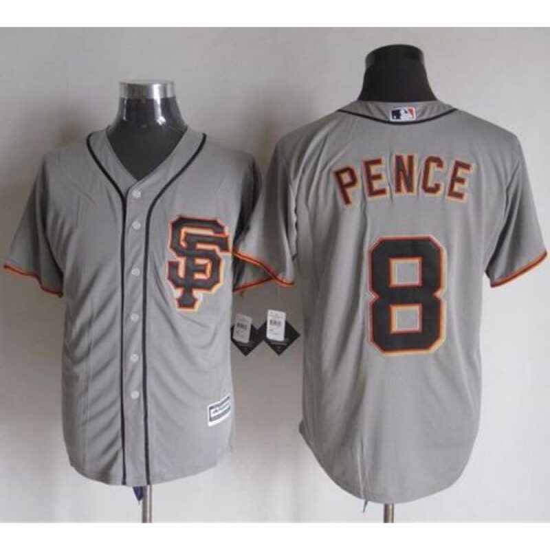 6863d45bdead9_1 Giants #8 Hunter Pence Grey Road 2 New Cool Base Stitched MLB Jersey