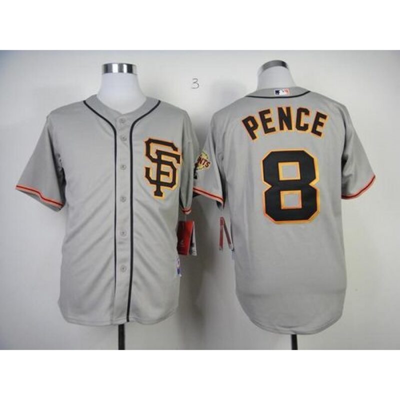 6863d463a685e_1 Giants #8 Hunter Pence Grey Road 2 Cool Base Stitched MLB Jersey