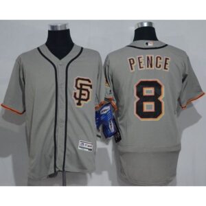 6863d477473ca_1 Giants #8 Hunter Pence Grey Flexbase Authentic Collection Road 2 Stitched MLB jerseys