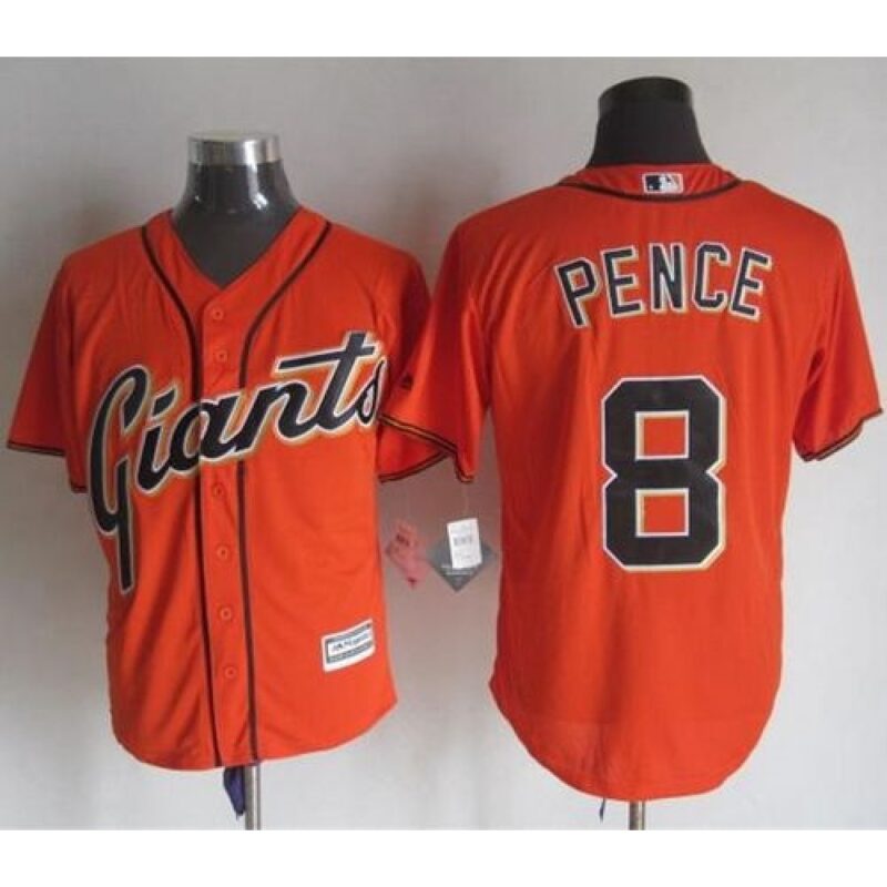 6863d47b13aed_1 Giants #8 Hunter Pence Orange Alternate New Cool Base Stitched MLB Jersey