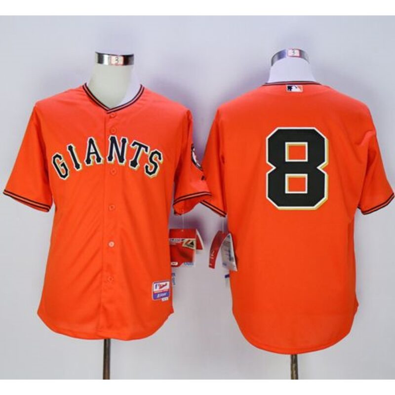 6863d47ec62c0_1 Giants #8 Hunter Pence Orange Old Style "Giants" Stitched MLB Jersey