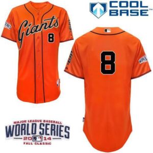 6863d4863e497_1 Giants #8 Hunter Pence Orange Cool Base W/2014 World Series Patch Stitched MLB Jersey