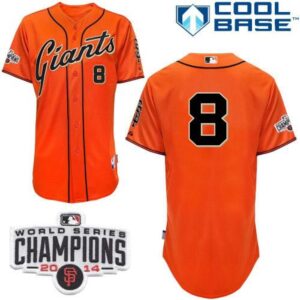 6863d48e1f940_1 Giants #8 Hunter Pence Orange Cool Base W/2014 World Series Champions Patch Stitched MLB Jersey