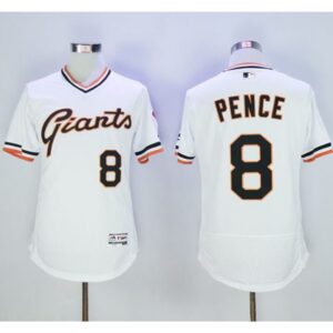 6863d495aab36_1 Giants #8 Hunter Pence White Flexbase Authentic Collection Cooperstown Stitched MLB Jersey
