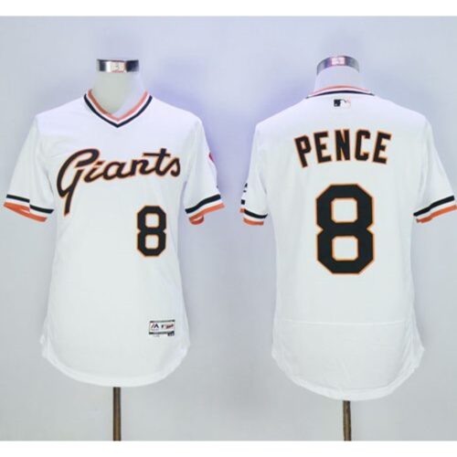 6863d495aab36_1 Giants #8 Hunter Pence White Flexbase Authentic Collection Cooperstown Stitched MLB Jersey