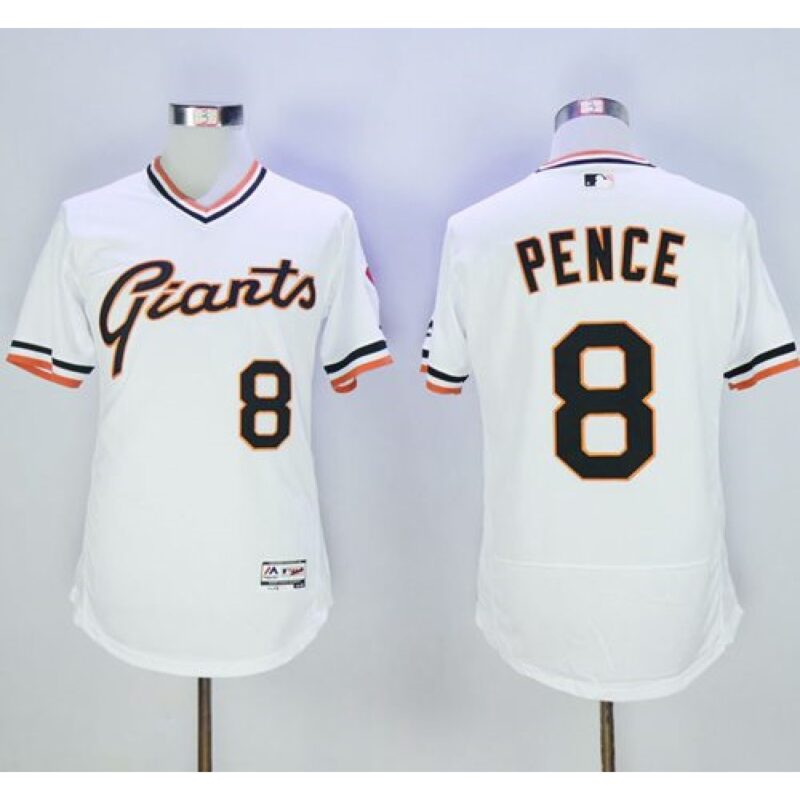 6863d495aab36_1 Giants #8 Hunter Pence White Flexbase Authentic Collection Cooperstown Stitched MLB Jersey
