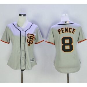 6863d4a62e6dc_1 Giants #8 Hunter Pence Grey Women's Road 2 Stitched MLB Jersey