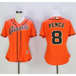 6863d4a961ea1_1 Giants #8 Hunter Pence Orange Women's Alternate Stitched MLB Jersey