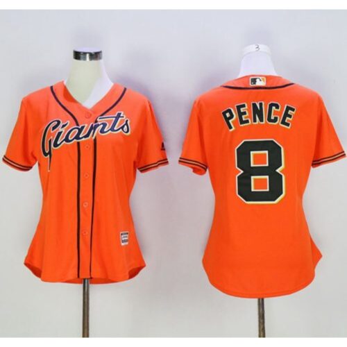 6863d4a961ea1_1 Giants #8 Hunter Pence Orange Women's Alternate Stitched MLB Jersey