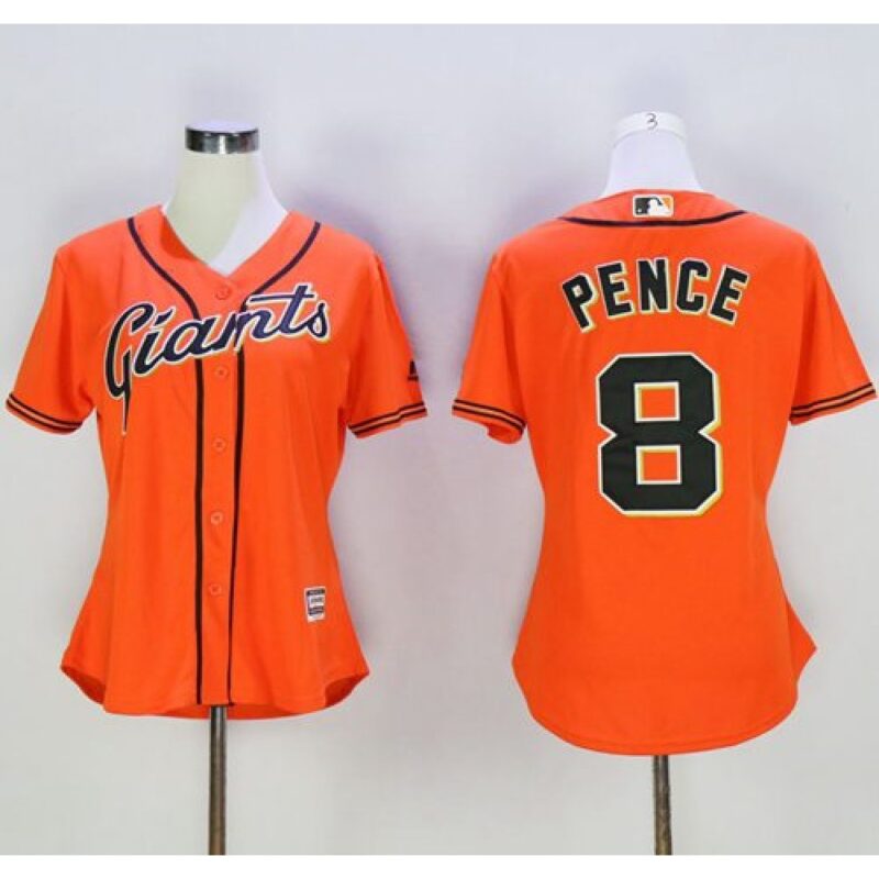 6863d4a961ea1_1 Giants #8 Hunter Pence Orange Women's Alternate Stitched MLB Jersey