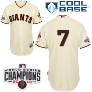6863d4ba797b4_1 Giants #7 Gregor Blanco Cream Home Cool Base W/2014 World Series Champions Patch Stitched MLB Jersey