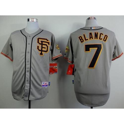 6863d4c1a0883_1 Giants #7 Gregor Blanco Grey Road 2 Cool Base Stitched MLB Jersey