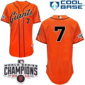 6863d4d56611b_1 Giants #7 Gregor Blanco Orange Alternate Cool Base W/2014 World Series Champions Patch Stitched MLB Jersey