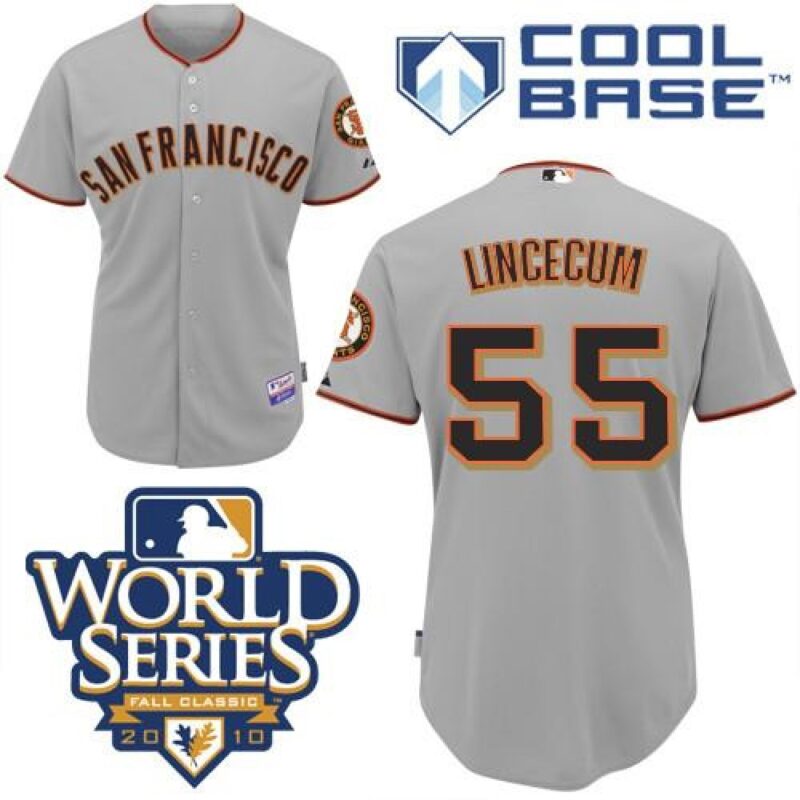 6863d4e0a3ff8_1 Giants #55 Tim Lincecum Grey Cool Base w/2010 World Series Patch Stitched MLB Jersey