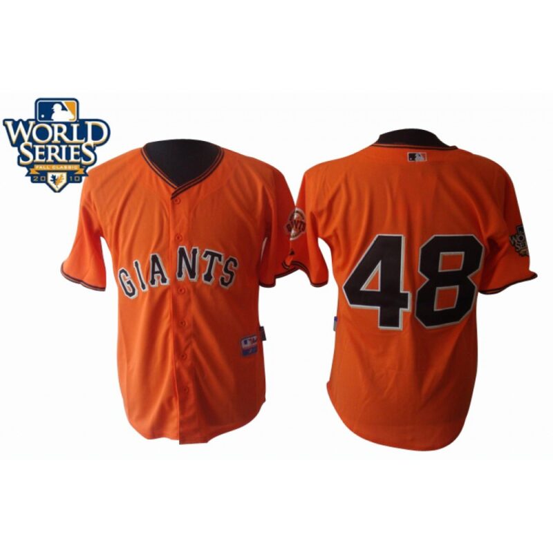 6863d51cca112_1 Giants #48 Pablo Sandoval Orange Cool Base w/2010 World Series Patch Stitched MLB Jersey