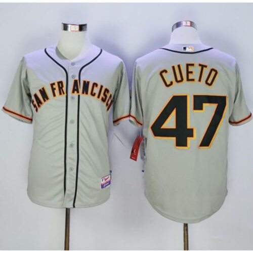 6863d53648d6e_1 Giants #47 Johnny Cueto Grey Cool Base Road Stitched MLB Jersey