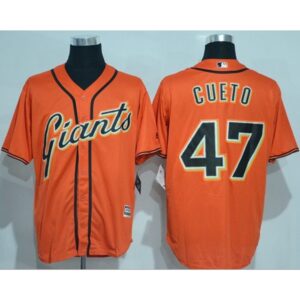 6863d53d7c849_1 Giants #47 Johnny Cueto Orange New Cool Base Alternate Stitched MLB Jersey