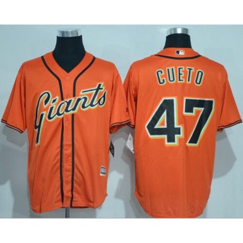 6863d53d7c849_1 Giants #47 Johnny Cueto Orange New Cool Base Alternate Stitched MLB Jersey