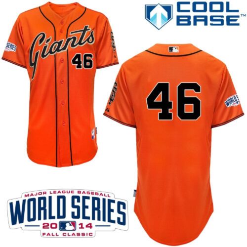 6863d5622e645_1 Giants #46 Santiago Casilla Orange Alternate Cool Base W/2014 World Series Patch Stitched MLB Jersey