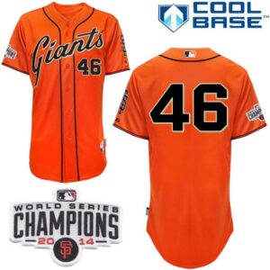 6863d565c5e09_1 Giants #46 Santiago Casilla Orange Alternate Cool Base W/2014 World Series Champions Patch Stitched MLB Jersey