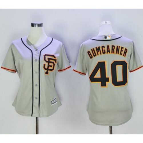 6863d5a440ff7_1 Giants #40 Madison Bumgarner Grey Women's Road 2 Stitched MLB Jersey