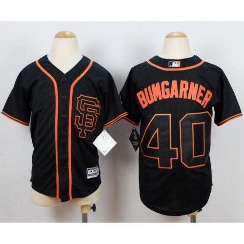 6863d5acc5abf_1 Giants #40 Madison Bumgarner Black Cool Base Stitched Youth MLB Jersey