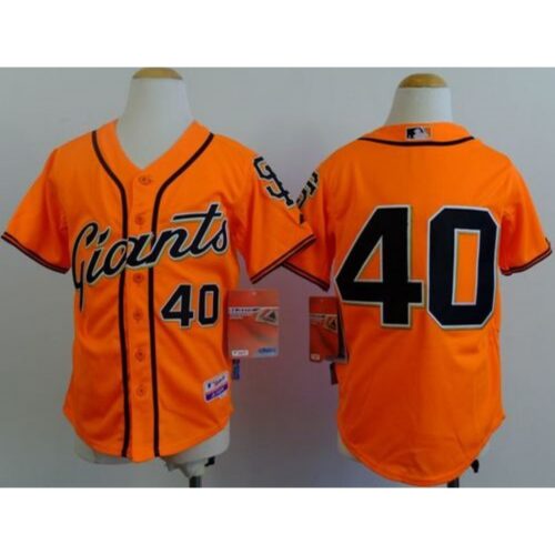 6863d5c1e2cce_1 Giants #40 Madison Bumgarner Orange Alternate Stitched Youth MLB Jersey