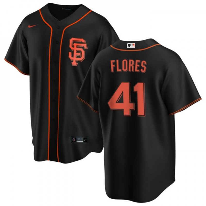 6863d5c542a21_1 Men's San Francisco Giants #41 Wilmer Flores Black Cool Base Stitched Jersey