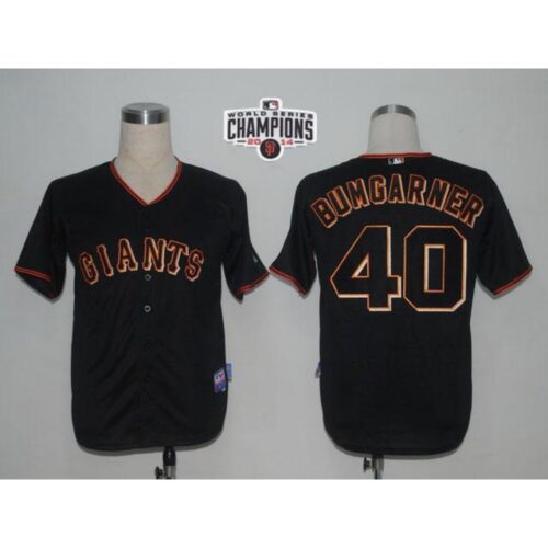 6863d5f452ff7_1 Giants #40 Madison Bumgarner Black Cool Base W/2014 World Series Champions Patch Stitched MLB Jersey