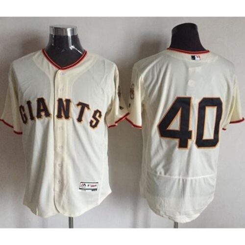 6863d60a1bb85_1 Giants #40 Madison Bumgarner Cream Flexbase Authentic Collection Stitched MLB Jersey