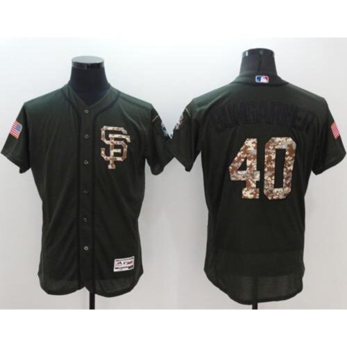 6863d61111b3f_1 Giants #40 Madison Bumgarner Green Flexbase Authentic Collection Salute to Service Stitched MLB Jersey