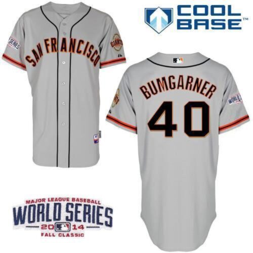 6863d62278759_1 Giants #40 Madison Bumgarner Grey Cool Base W/2014 World Series Patch Stitched MLB Jersey