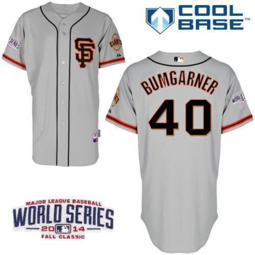 6863d62629a65_1 Giants #40 Madison Bumgarner Grey Road 2 Cool Base W/2014 World Series Patch Stitched MLB Jersey