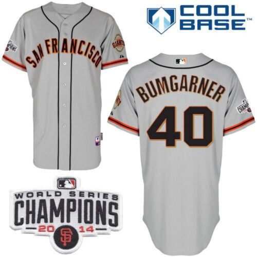 6863d62d736dc_1 Giants #40 Madison Bumgarner Grey Cool Base W/2014 World Series Champions Patch Stitched MLB Jersey